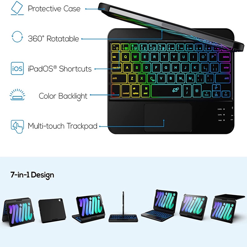 Ốp Máy Tính Bảng Có Bàn Phím Bluetooth Không Dây Cho iPad mini 6 6th generation gen 8.3 inches 2021