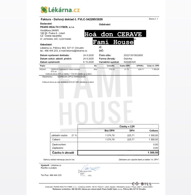 Sữa rửa mặt CERAVE bản PHÁP 473ml