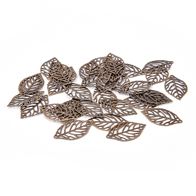 Set 50 mặt dây hình chiếc lá rỗng bằng kim loại