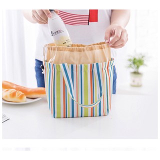 Túi giữ nhiệt, túi đựng cơm kẻ sọc