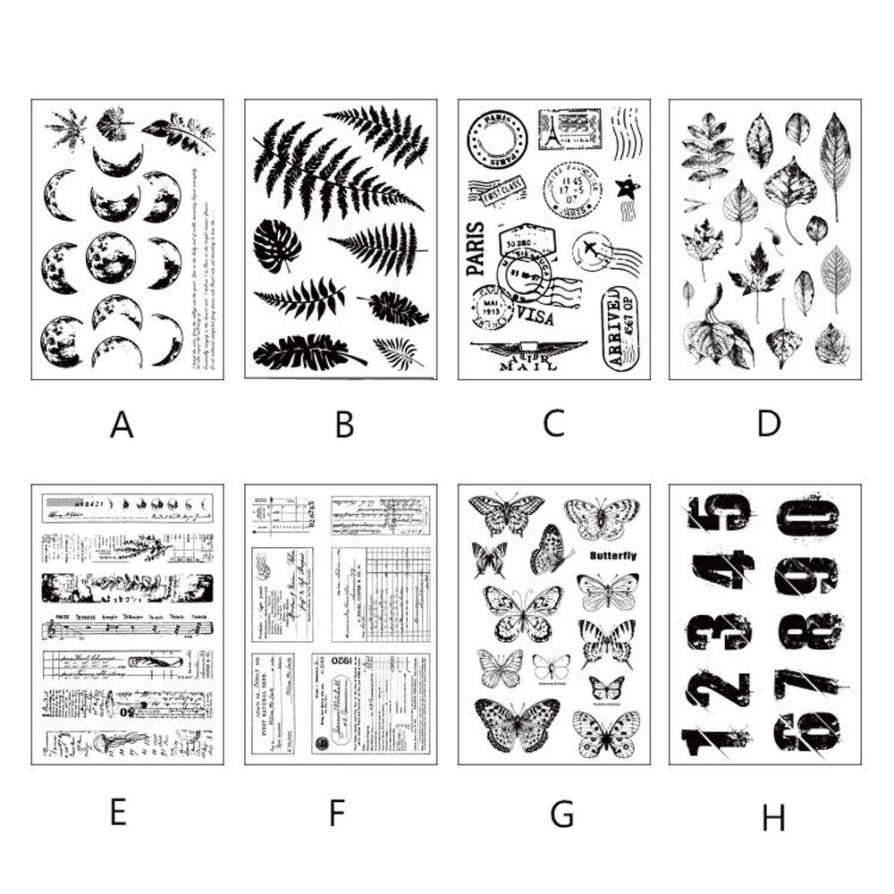 Tấm khuôn silicon cao su trong suốt hình số/bướm/cây cỏ trang trí album thủ công DIY phong cách vintage làm quà tặng