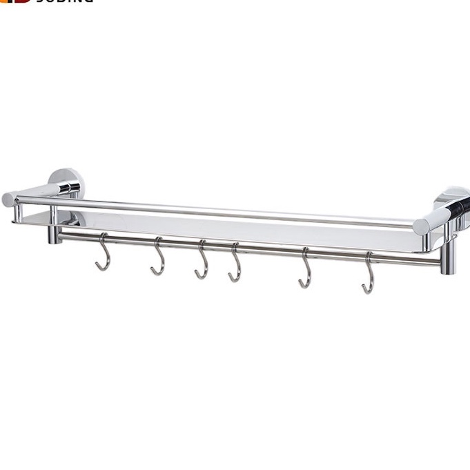Kệ đựng gia vị inox dán tường 50cm kèm 6 móc tiện lợi