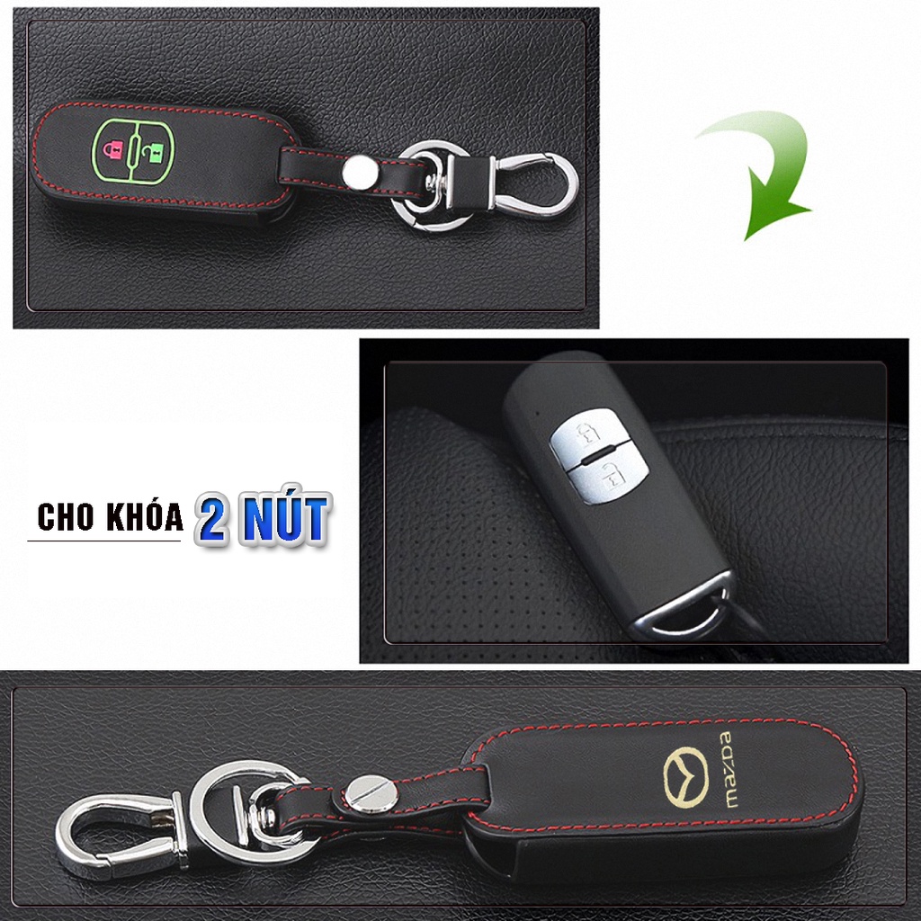 Bao da bọc chìa khóa ô tô, Mazda xe hơi 3-2 nút Minh House