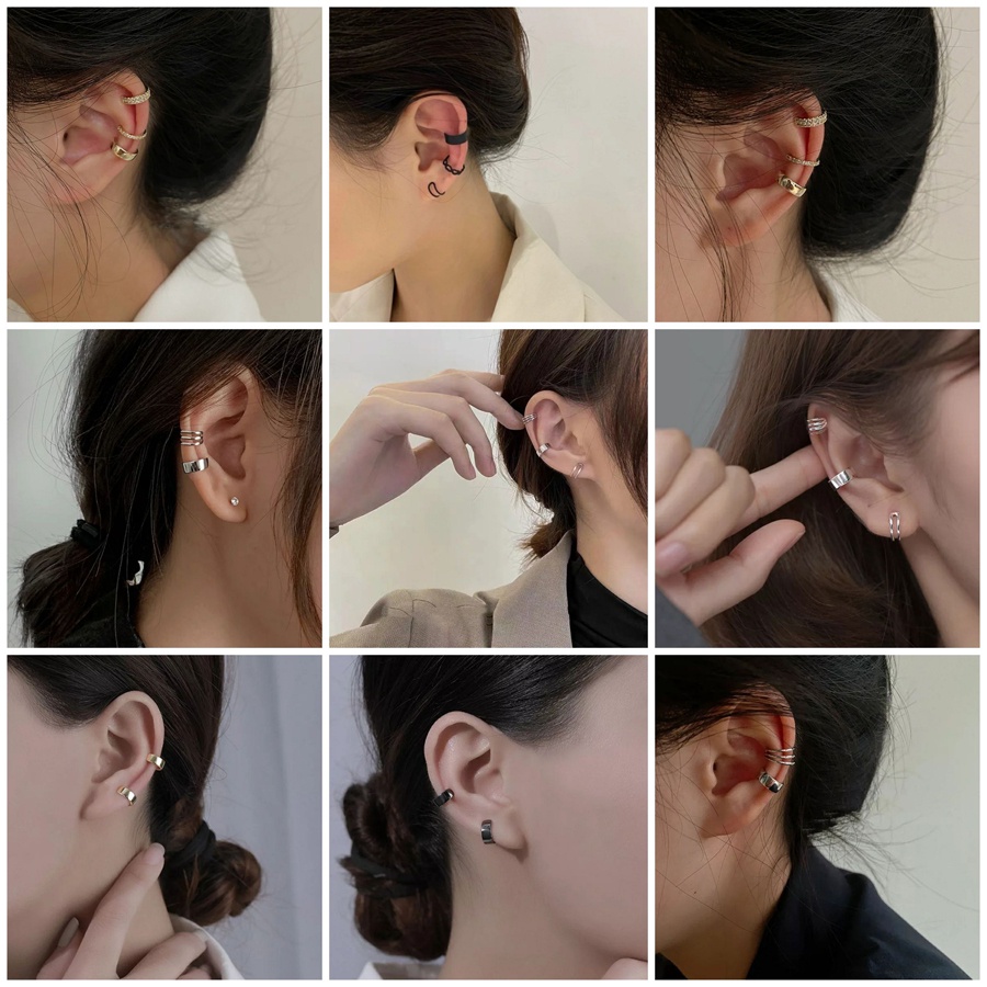 Bông tai kẹp dắt lên vành tai loại 2 vòng mẫu mới dễ thương style hàn quốc