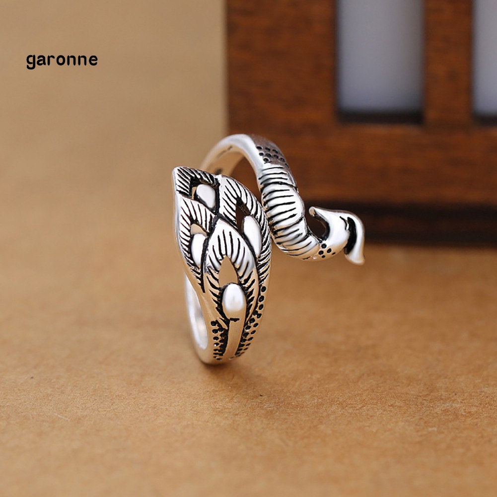 Nhẫn hở đeo tay bằng kim loại hình chim công phong cách vintage cho nữ