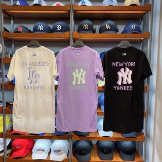 MLB Đầm Cotton Ngắn Tay Cổ Tròn Thời Trang Mùa Hè Năng Động