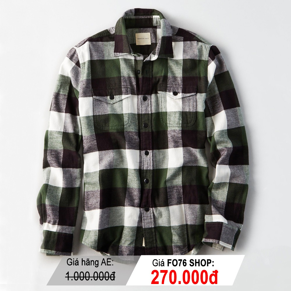 Áo Sơ Mi Nam American Eagle Sọc Ca Rô Xanh