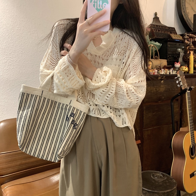 Porozi  Áo Croptop Dệt Kim Áo Thun Nữ Dài Tay Cổ Tròn Thời Trang Hàn