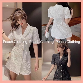 Váy xốp cổ bẻ dáng chữ A chiết eo Sang chảnh 2 màu