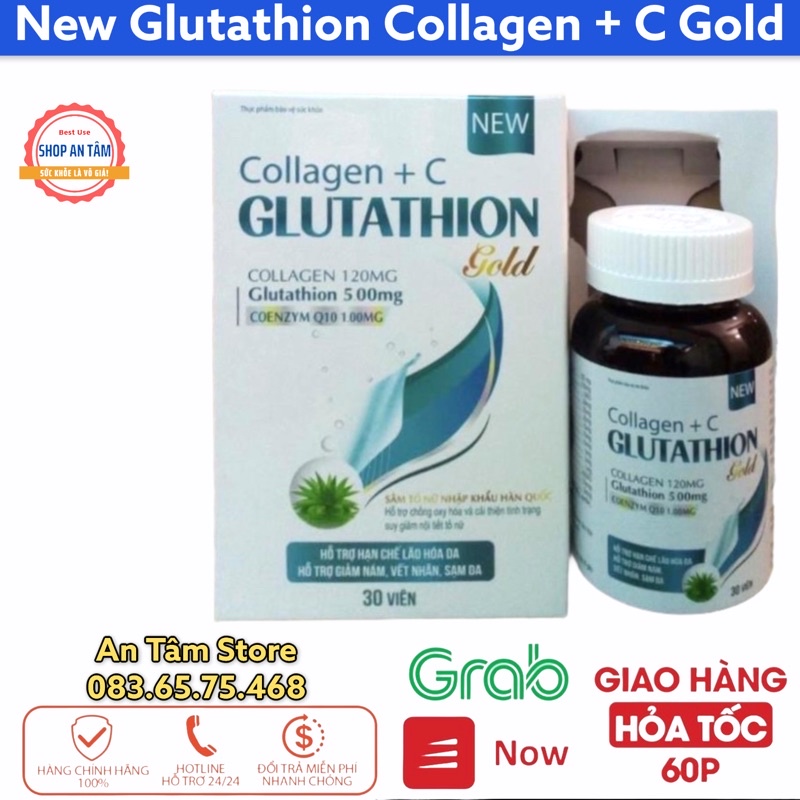 Collagen + C GLUTATHION đẹp da, sáng da, hạn chế lão hoá da hiệu quả Lọ 30 viên