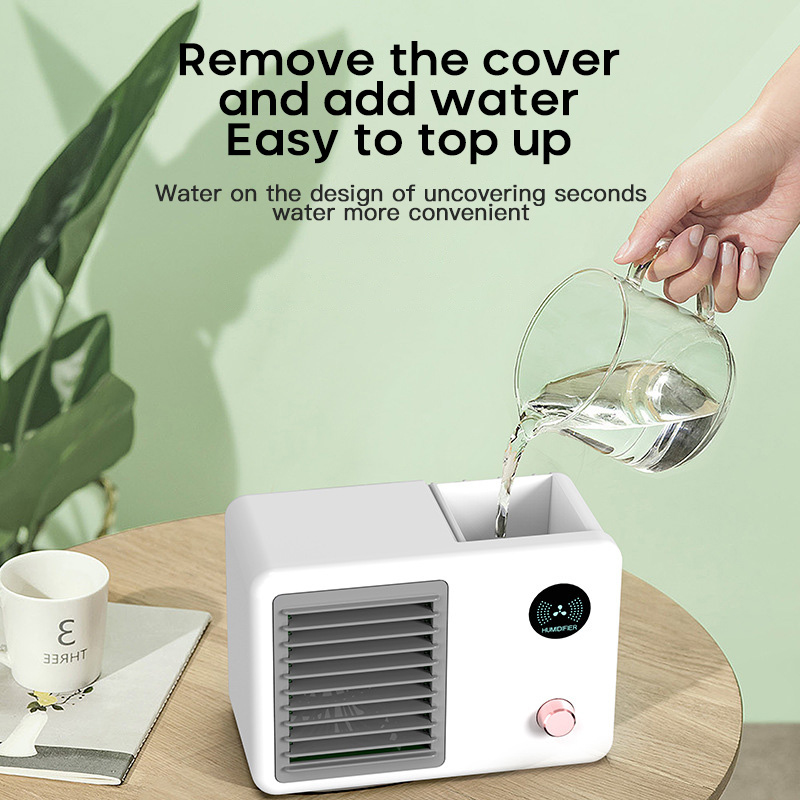 ☪☪In stock☪☪ New desktop water-cooled fan mini air conditioning refrigeration spray air cooler USB charging cold air humidifier ☪MIRROE☪