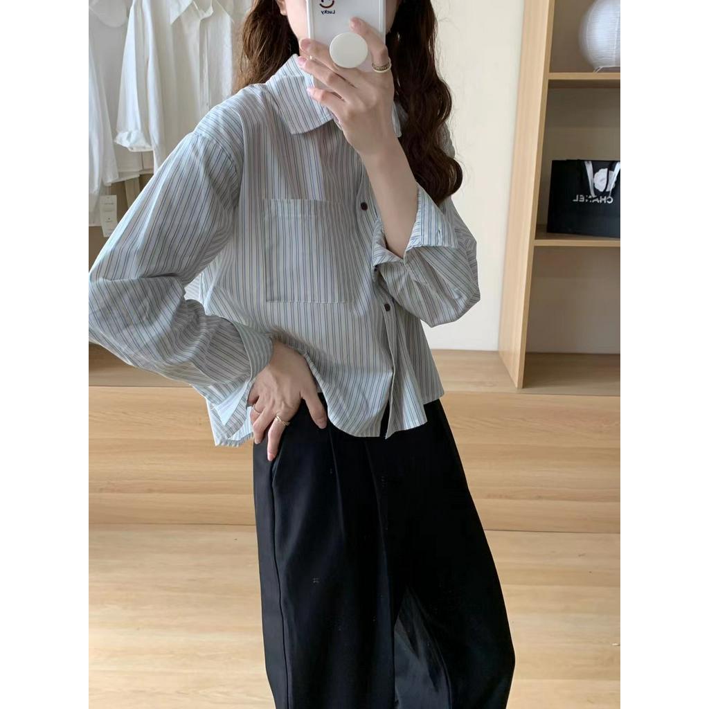 67663 Áo Sơ Mi Sọc Nguyên Chất cotton Dài Tay Áo Sơ Mi