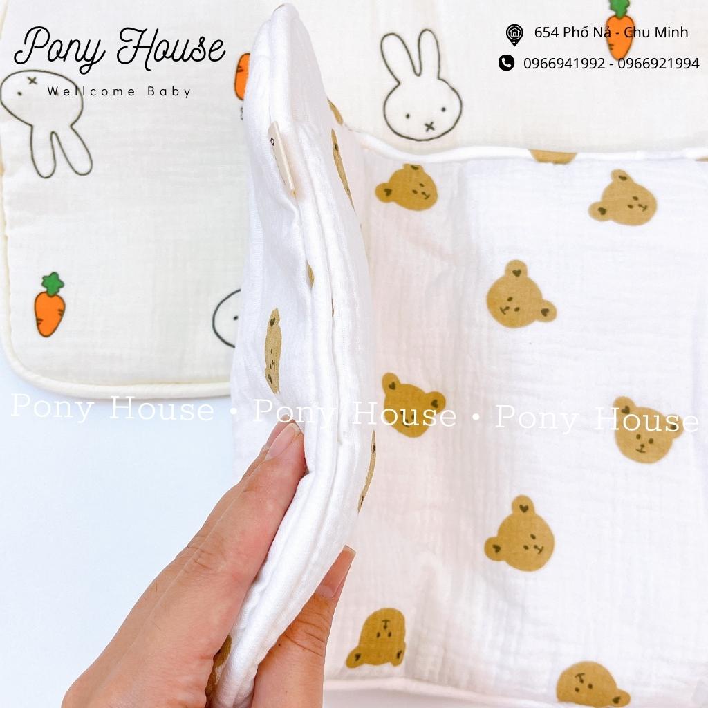 Gối Xô Sơ Sinh Bunny Xô Muslin Ruột Bông Tự Nhiên Cho Bé Sơ Sinh Siêu Mềm, Mịn, Thấm Hút Mồ Hôi Tốt