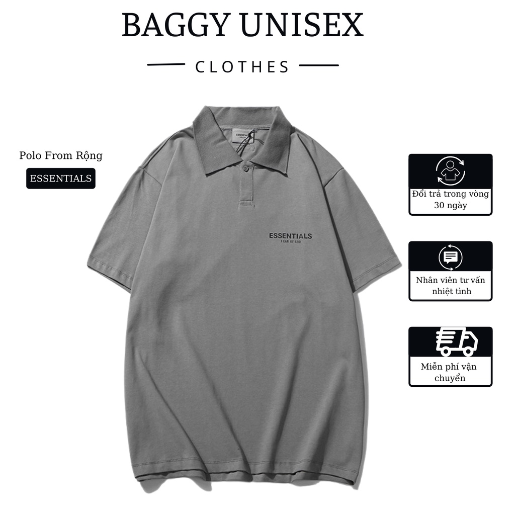 Áo polo nam ESSENTIALS , áo thun nam phản quang ,Baggy Unisex