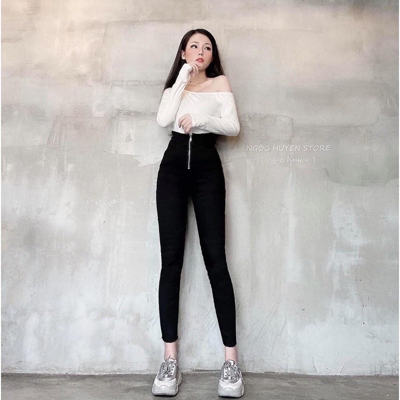 Quần bò 2 cúc cạp cao siêu xinh