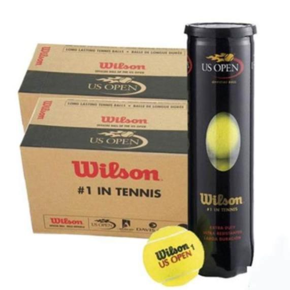 [Mã MAMT2405 giảm 10K đơn 0đ] Banh Tennis Wilson US Open 4, Bóng Tennis Wilson US Open, Bóng Wilson Đen 4 1 Hộp 4 Trái
