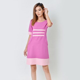 Đầm suông thời trang Eden tay lỡ phối màu - D358