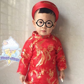 Set áo dài và bốt da cho bé