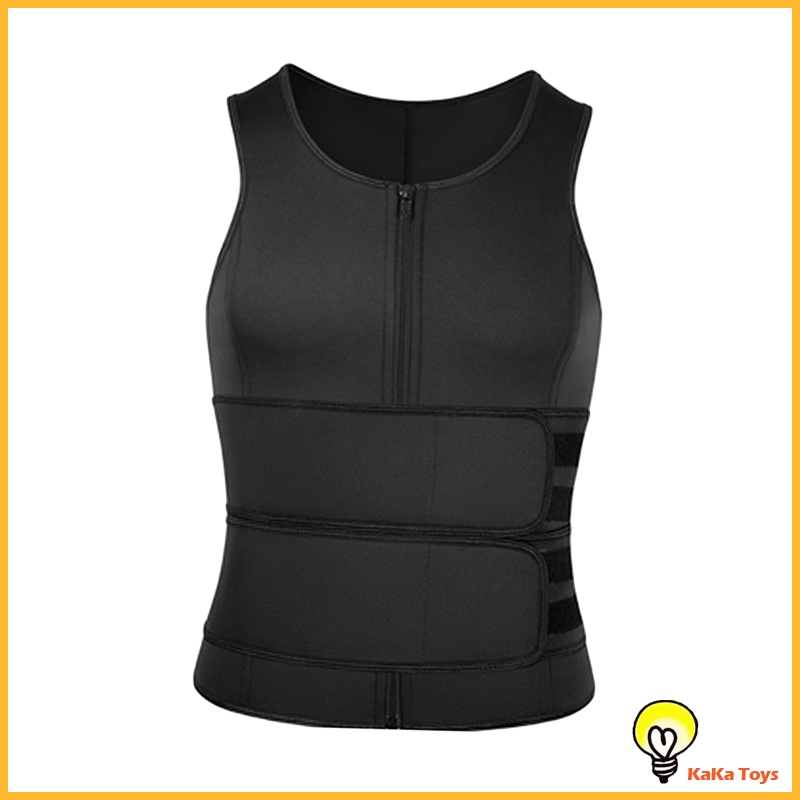 [KaKa Toys] Men Sauna Suit Sweat Vest Waist Trainer Body Shaper Tank Top Compression S