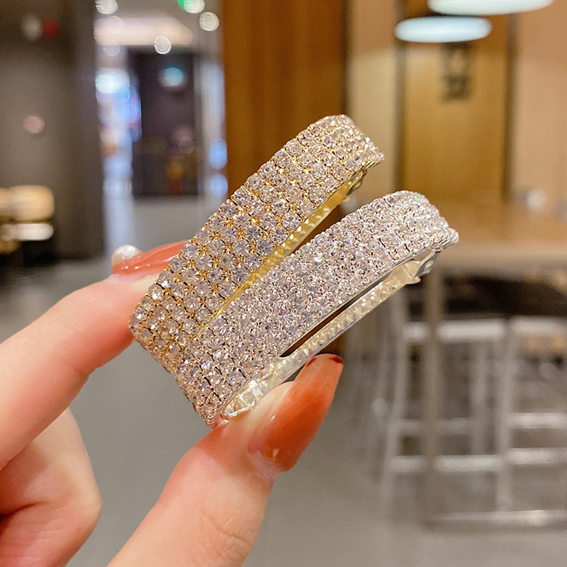 Kẹp tóc kim loại đính đá phong cách Hàn Quốc thời trang