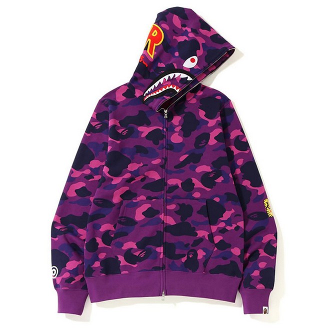 New Bape X PONR 🔥 Shark Zipper Hoodie Sweater Men Women Camouflage Plus velvet Coat