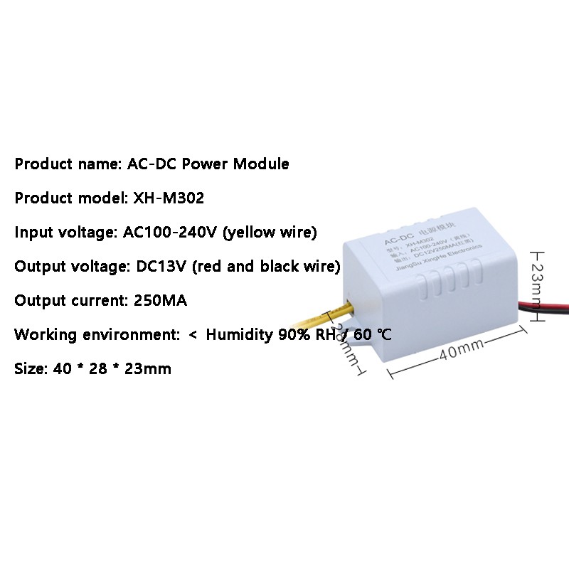 Bộ chuyển đổi nguồn điện AC-DC 12V 250MA Công tắc bộ điều nhiệt Chuyển đổi mô-đun cấp điện 110-220V Đầu ra 12V 3W Bộ chuyển đổi DIY KIT XH-M302 Bộ chuyển đổi nguồn 12V 250MA Mô-đun cấp nguồn chuyển mạch AC 110-220V Đầu ra DC 12V 3W
