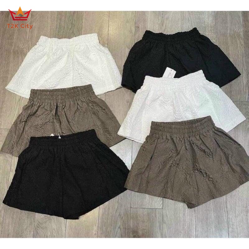 Quần short nữ dập hoa phồng ống rộng - Quần đùi nữ bigsize mặc nhà siêu hot T2K City