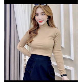 Áo cổ lọ thun gân