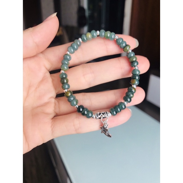 Vòng tay ngọc jade A mix bạc