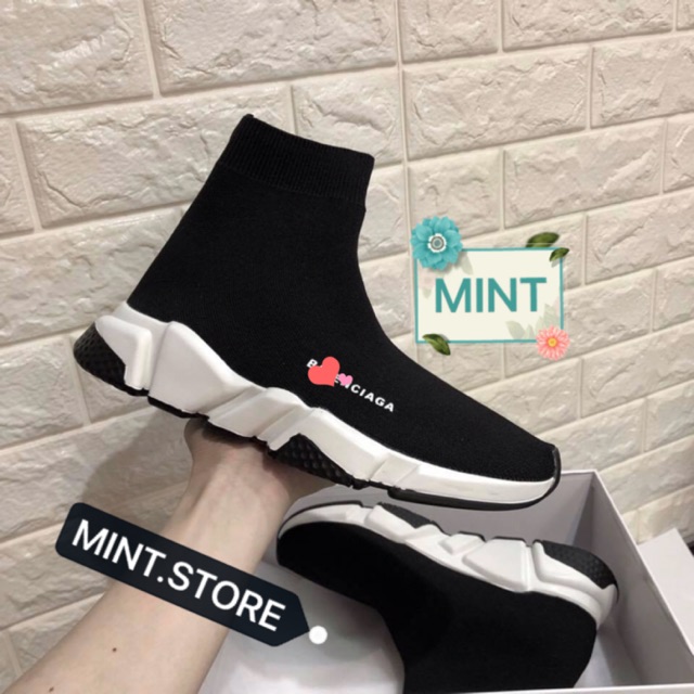 (Video cận cảnh) Giày thể thao sneaker cổ cao đen đế đen