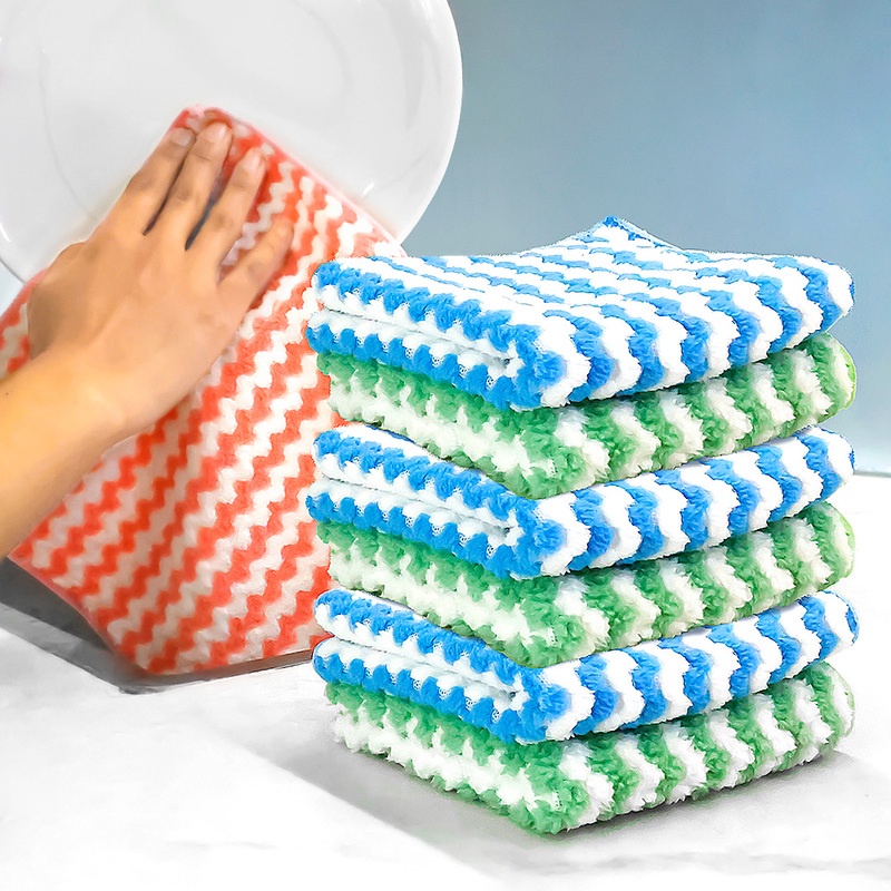 Khăn Lau Bát Đĩa 25*25cm Bằng Sợi Micro Mềm Mại Thoáng Khí Không Xơ Vải Dùng Cho Nhà Bếp