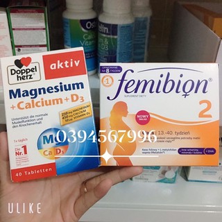 (Hàng sẵn) combo Hộp femibion số 2- 8 tuần và hộp canxi Đức