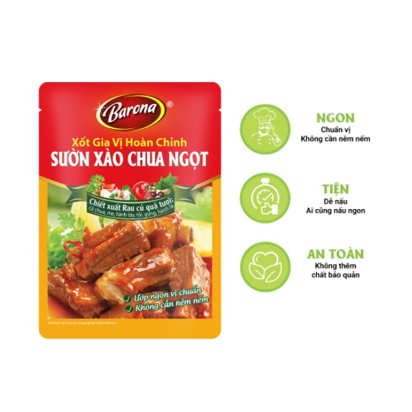 Gia Vị Sườn Xào Chua Ngọt Barona 80g ướp ngon chuẩn vị không cần nêm nếm