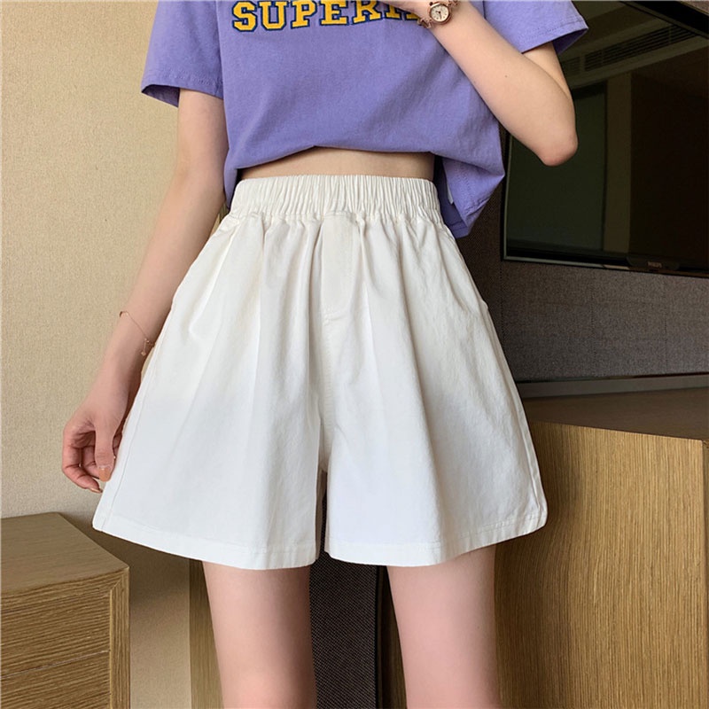Quần short XINLANYASHE lưng cao ống rộng phong cách thời trang Hàn Quốc