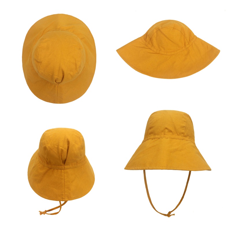 Mũ Vành Rộng Chất Liệu Cotton Lanh Mềm Chống Nắng Màu Trơn Thời Trang Mùa Hè Cho Bé