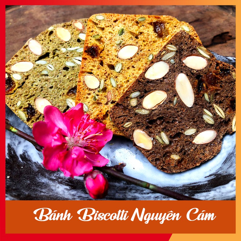 Bánh Ăn Kiêng 🍪 GIẢM CÂN 🍪 Biscotti Nguyên Cám Mix 3 vị 250gr - Vani, Matcha, Cacao