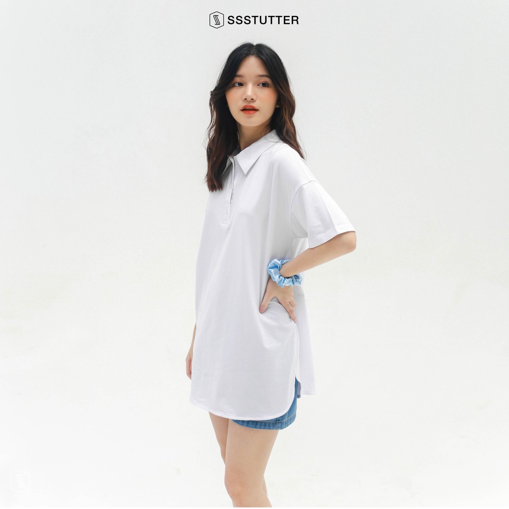Áo Polo tay lỡ nữ SSStutter 2 màu chất 100% Cotton Oversize UNI TEE | BigBuy360 - bigbuy360.vn