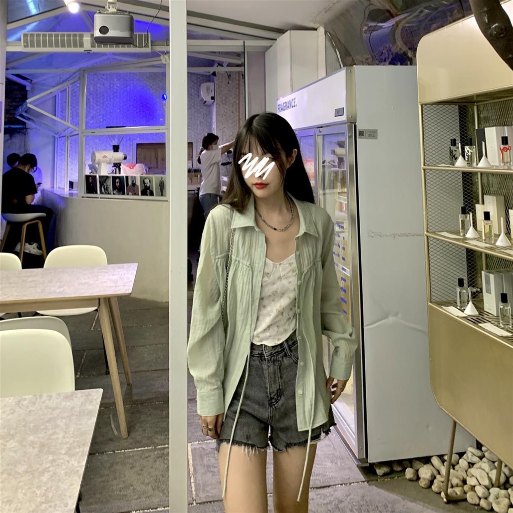 Áo Sơ Mi Chống Nắng Tay Dài Dáng Rộng Màu Trơn Thời Trang 2022