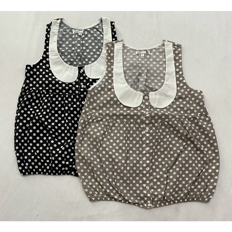 (A220D) Áo sơ mi sát nách chấm bi cổ trắng Nino.maxx (Size S, M, L) - Thanh lý vnxk