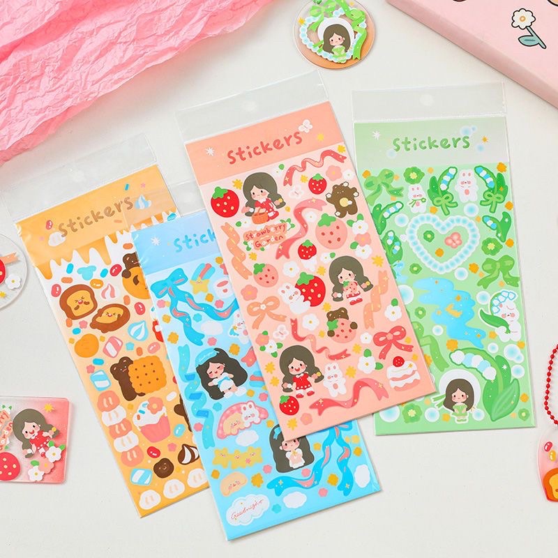 Sticker trang trí cô bé nhiều màu sắc