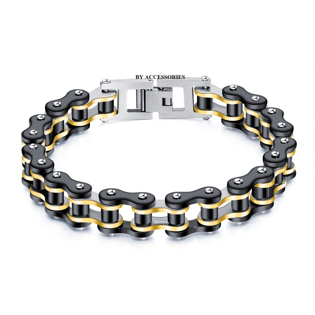 Lắc tay titan xích xe bản 11mm phối 2 màu không gỉ