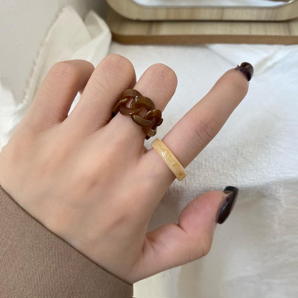 JARRED Bộ Nhẫn Dây Xích Hình Học Phong Cách Hàn Quốc Thanh Lịch Cho Nữ