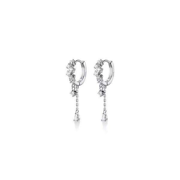 Khuyên Bạc Ta Cao Cấp CaoBac Silver Dáng Tròn Đá Rơi Dễ Thương Cho Nữ