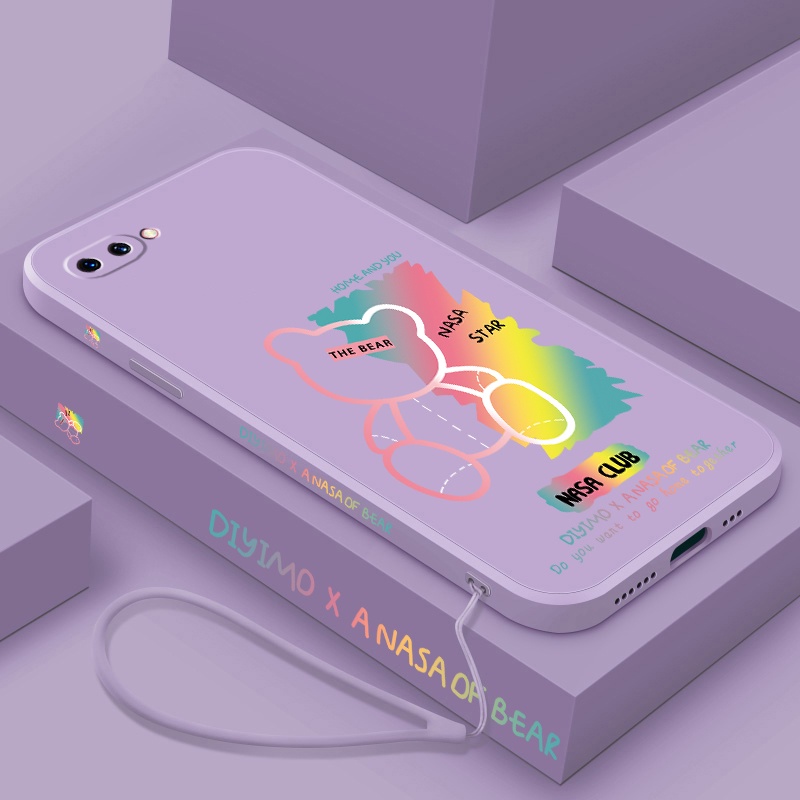 Ốp Điện Thoại silicone TPU Có Dây Đeo Họa Tiết Gấu Cho oppo a5s a12 a7 f9