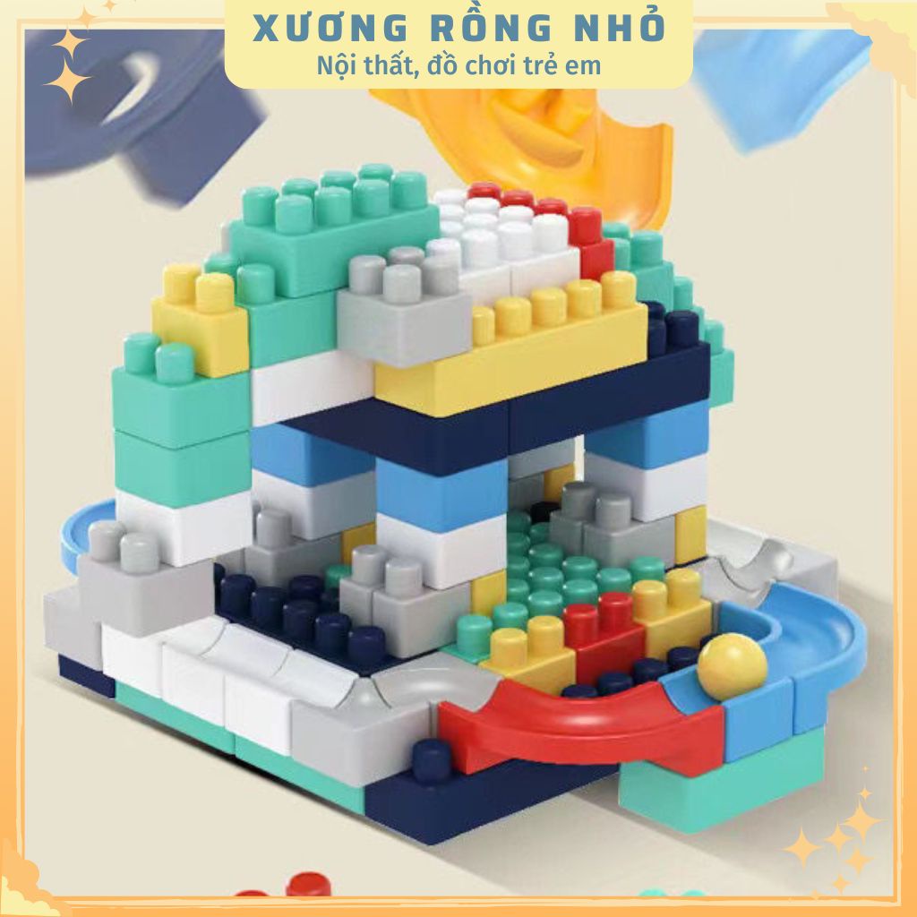 Bàn lego cho bé, lego city cầu trượt thả bóng đồ chơi trí tuệ cho bé