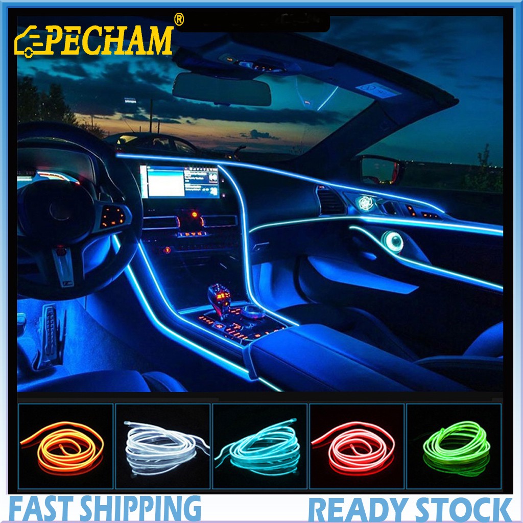 Dây đèn LED 5M PECHAM ánh sáng lạnh EL trang trí nội thất xe hơi có cổng USB DIY
