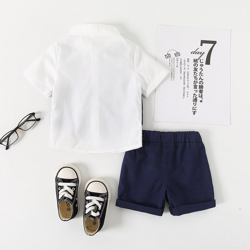 Set đồ 3 món gồm áo ngắn tay + quần short + áo khoác vest phong cách Hàn Quốc thời trang mùa hè cho bé trai
