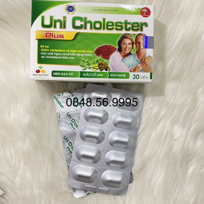 UNI CHOLESTER hộp 30 viên -Giảm cholesterol và triglyceride máu, hạn chế nguy cơ xơ vữa động mạch do cholesterol máu cao