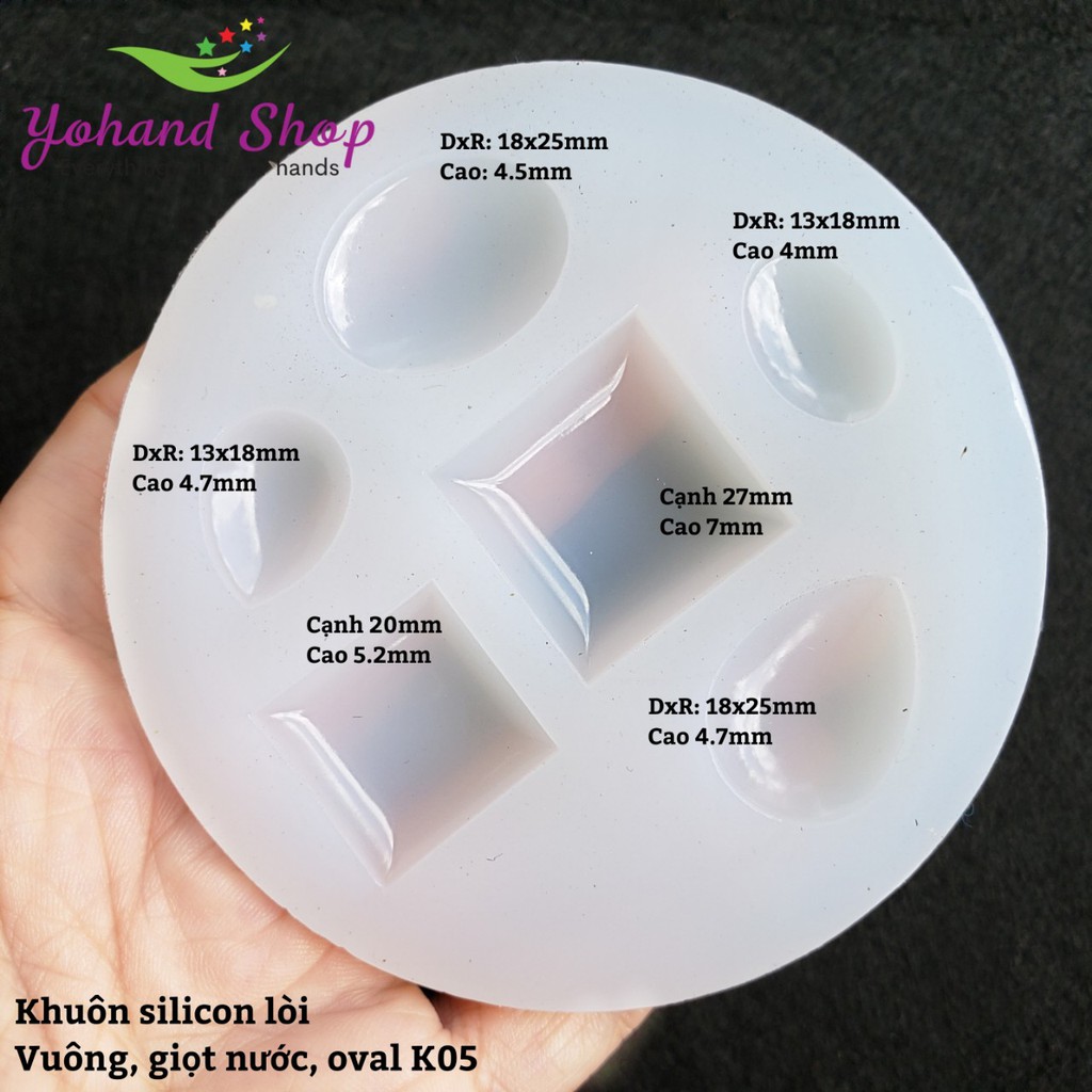 Khuôn silicon lòi vuông , giọt nước , oval K05