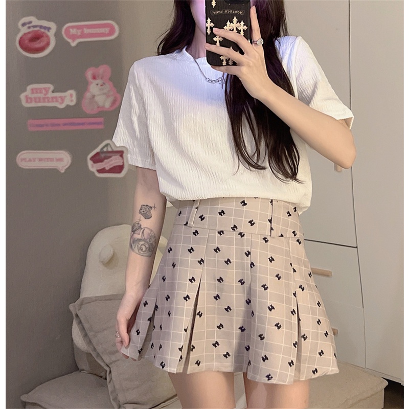 Áo thun SUXI cổ tròn ngắn tay màu trơn đơn giản cho nữ